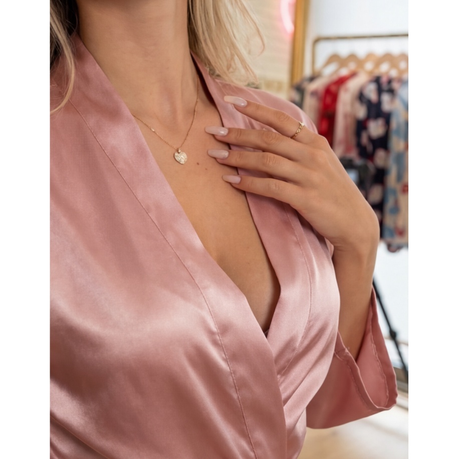 Kadın Saten Sabahlık – Şık ve Zarif Satin Robe — görsel 4